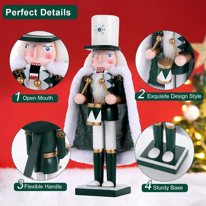 Tpudn Store Christmas Decorations Nutcracker,12 inch Wooden Traditional Nutcracker,Festive Collectible Christmas Ornament Gift for Family Friends (Drumsticks) - Image 4